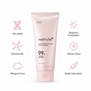 Medicube PDRN Pink Niacinamide Whip Cleanser Benefits Infographic